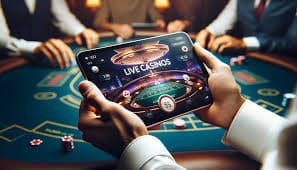 Dasbor permainan multi-kategori dengan navigasi sepak bola, slot, dan dealer langsung